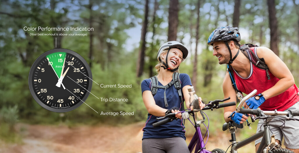 Hero image of two people riding bikes in the woods